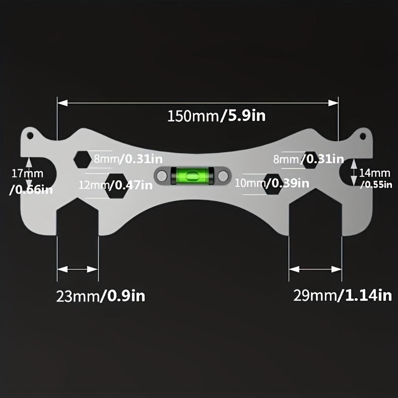 1pc Home Bathroom Wrench, Universal Bathroom Wrench, Thickened Stainless Steel Rust-proof Material Hexagonal Level, Curved Foot Level Ruler