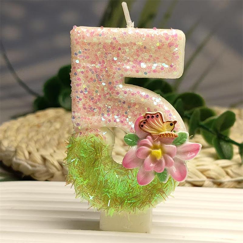 Creative and Exquisite Design Butterfly Flower Digital Candle Birthday Cake DIY Decoration Colorful and Diverse Styles