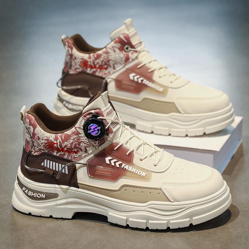 

Мужская обувь осень новая вращающаяся кнопка высокий верх нескользящие ботинки Мартина мужская повседневная универсальная платформа спортивная обувь для скейтборда 44