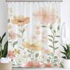 Watercolor Flower Leaves Printed Shower Curtain Partition Privacy Hanging Curtain With 12 Hooks Multiple Sizes Machine Washable