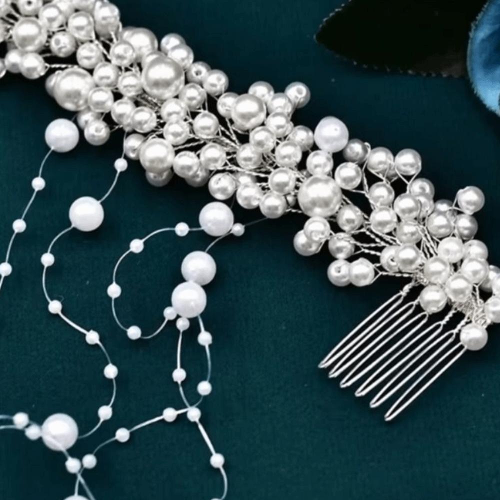 Exquisite Pearl Tassels Hair Accessories Elegant Pearl Hair Comb Bride Headband  Party Celebration