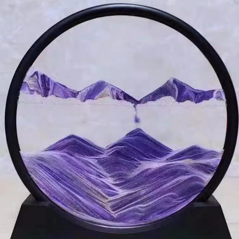 3D Sanduhr Treibsand Bewegliche Sandkunst Bild Rundes Glas Tiefsee Sandlandschaft Handwerk Fließendes Gemälde Büro Heimdeko Geschenk Neu