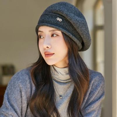 Winter Warm Beret Cap Solid Color Woolen Cap Fashion Ladies Beanie  Women