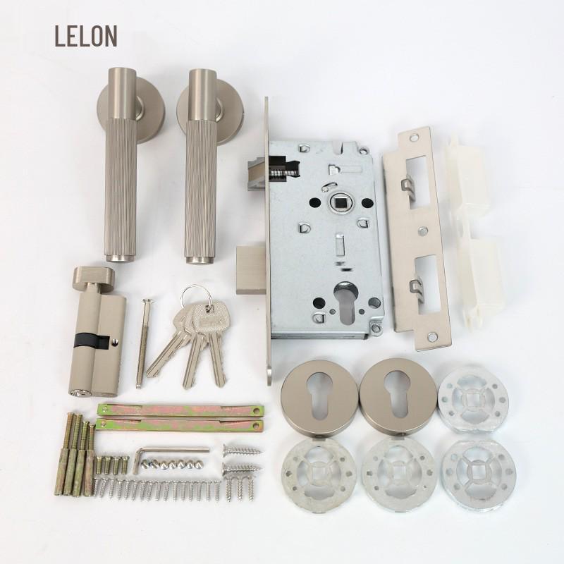 Minimalist Gold Knurled Zinc Alloy Interior Door Handle Lock