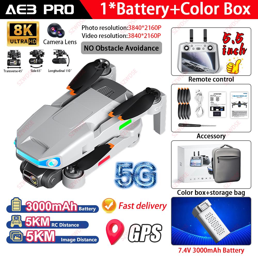 New AE3 Pro Max Screen Controll Drone 3-axis Gimbal Laser Obstacle Avoidance Quadcopter GPS Remote Control Aircraft Boy Gift
