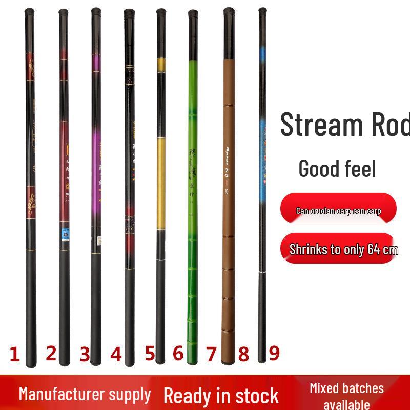 Fiberglass Short Section Stream Fishing Rod - Durable, Hard Rod for Fishing Tackle 2.7m