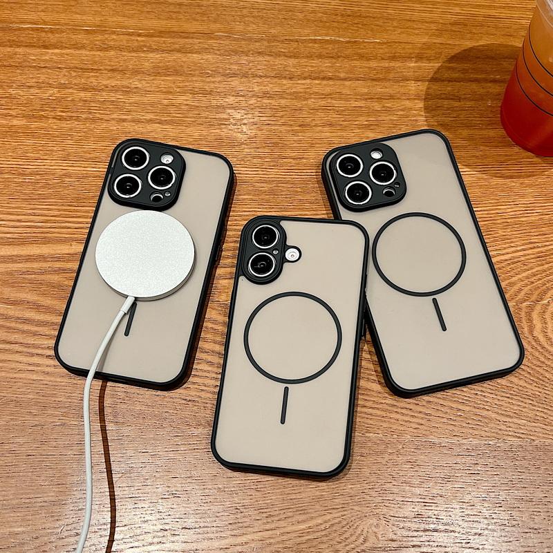 For MagSafe Wireless Charge Slim Phone Case For iPhone 16 Pro Max 16E 15 Pro 14 13 Soft Edge Shockproof Matte Clear Magnetic Back Cover