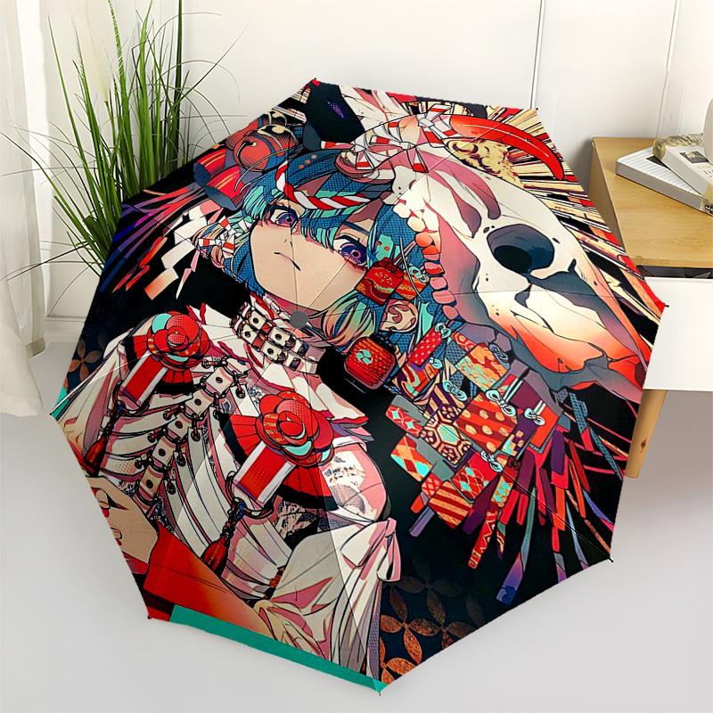 

1pc Outdoor Umbrella with Anime Character Design - Automatic Opening/Closing, Portable 3-Fold Design, 8-Rib Iron Frame - Perfect for Fans, Travel