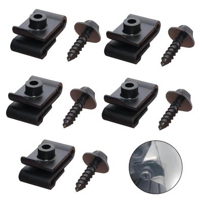5/10Pcs Car U-Type Screw Base Fastener Clips, License Plate Screw Base Nut Mounting Clip Rivets for Engine Fenders Bumper
