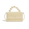 Beading Handwoven Lady Girl Travel Mini Bag Pearl Decor Magnetic Closure Flap