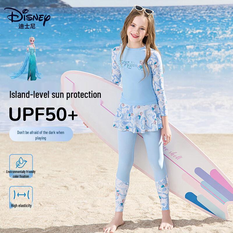 Disney Girls  Two-Piece Long Sleeve Sun Protection Swimsuit 140