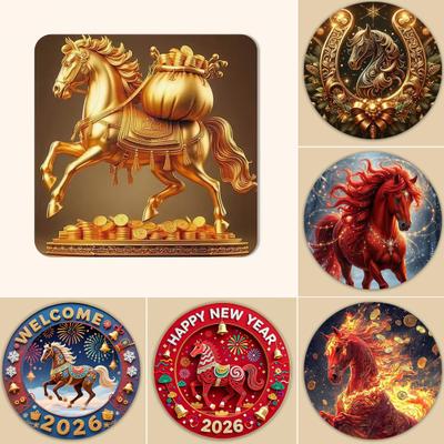 2026 Year of The Horse Fridge Magnet Acrylic Auspicious Horse Refrigerator Magnet Chinese New Year Festival Home Kitchen Door Locker Decoration