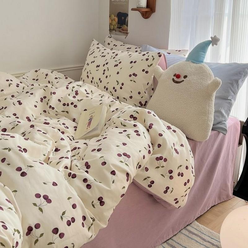 Fashion Duvet Cover Set Korean Ins Style 2024 New Flat Sheet Pillowcase No Filler Kids Adult Bedding Set Twin Queen Bed Linen