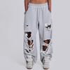 European And American Trend Casual Pants Men'S And Women'S Street Hip-Hop Ripped Design Wide-Leg Loose Denim Trousers