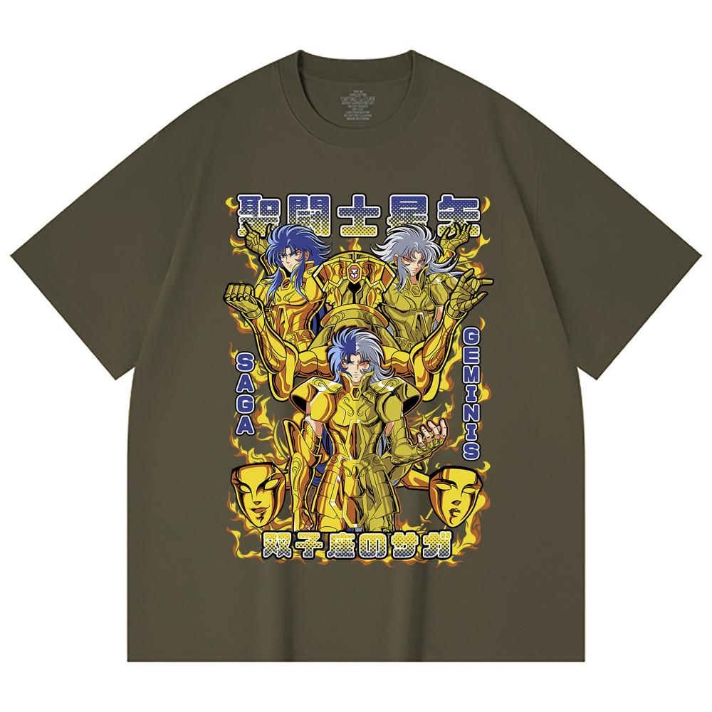 230 g/m² 100 % Baumwolle Saint Seiya V21 Zwilling Druck Unisex Schweres Baumwoll-T-Shirt