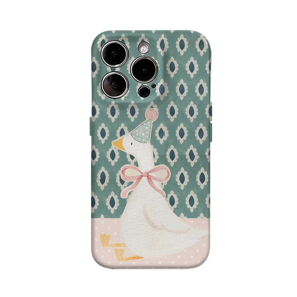 

Pink Bow White Goose Phone Case for IPhone 16 15 14 13 12 11 X XS XR XSMAX 7 8 Pro Max Plus Double-layer Back Cover IPHONE13MINI