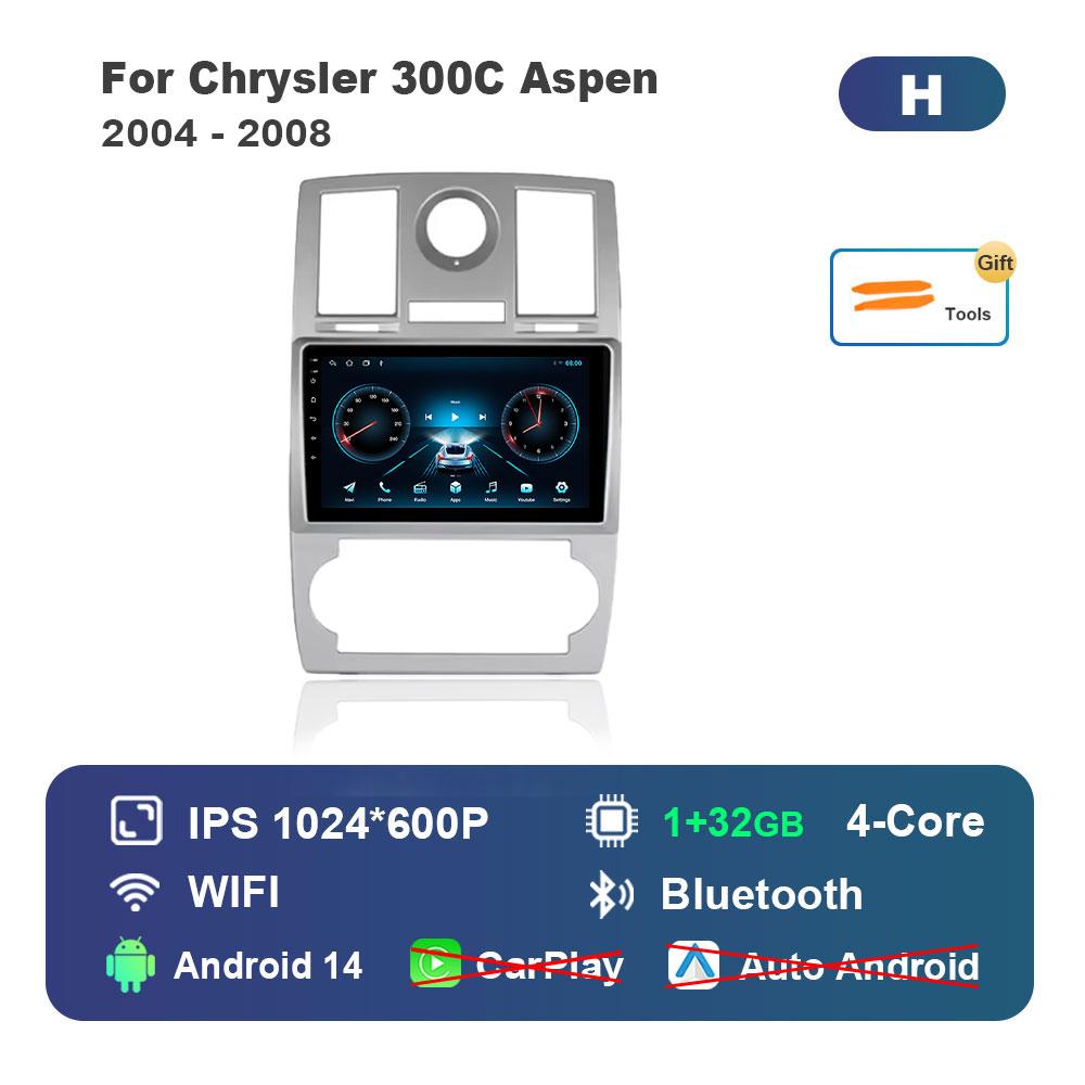 Navigation GPS 4G for Chrysler 300C Aspen 2004 - 2008 BT Touch Screen WiFi Android 14 System Car Video Multimedia Player