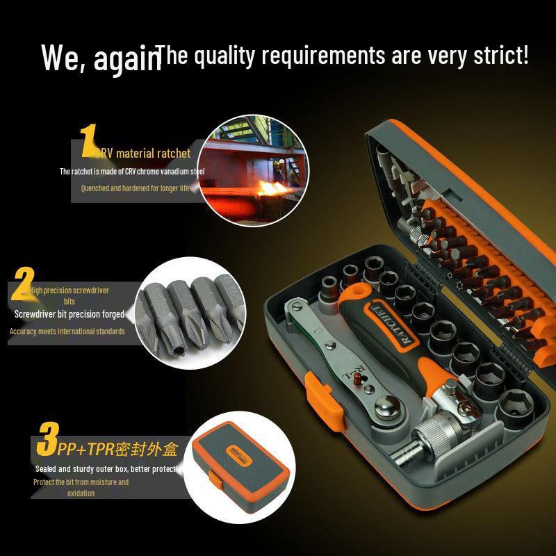38-Piece Screwdriver & Ratchet Wrench Set - Extra Hard Household Tool Kit with Small Sockets