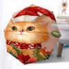 Christmas Cat with Santa Hat & Scarf - Festive Holiday Gift for Fans, Travelers, Everyday Use | Auto Open Close Umbrella | Portable 3-Fold D