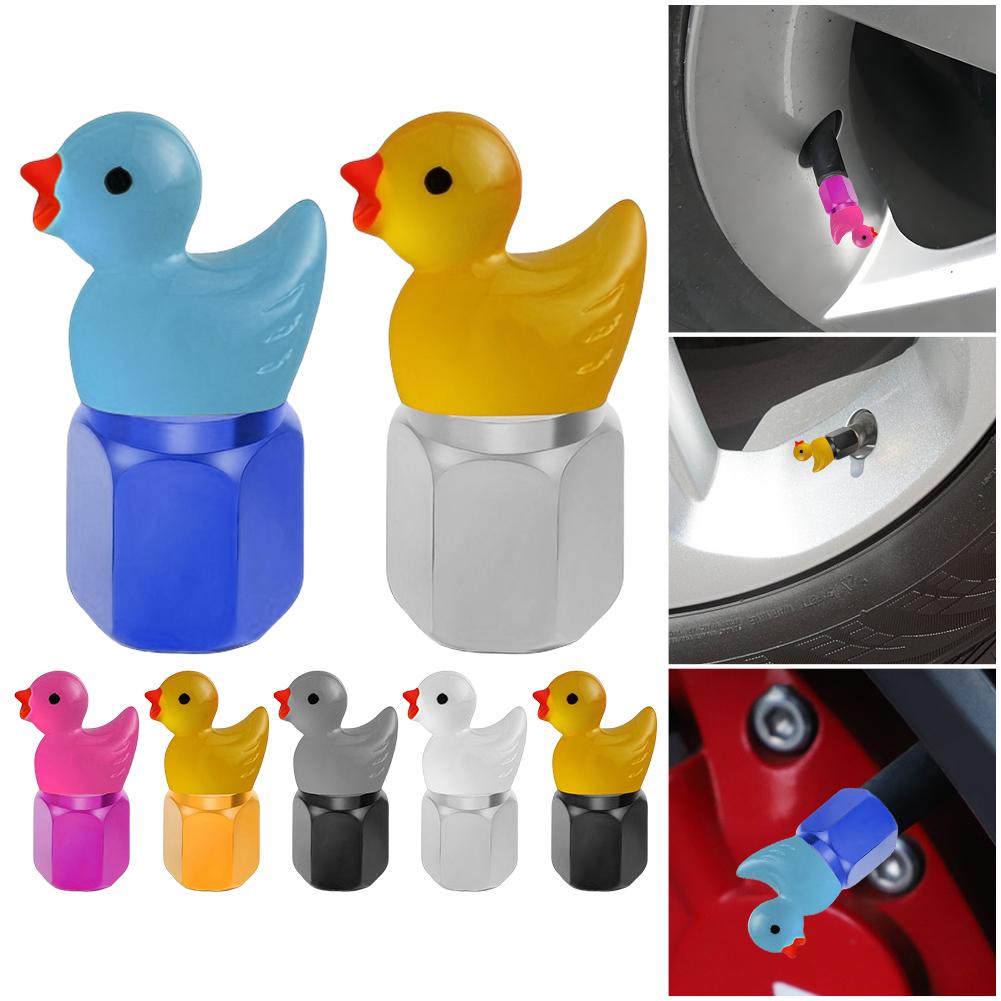 4 Pezzi Cappucci Stelo Valvola Pneumatico Auto Anatra Carina Luminescenti al Buio Cappucci Valvola Pneumatico Tappi Valvola Aria Pneumatico per Auto Motociclette e Biciclette