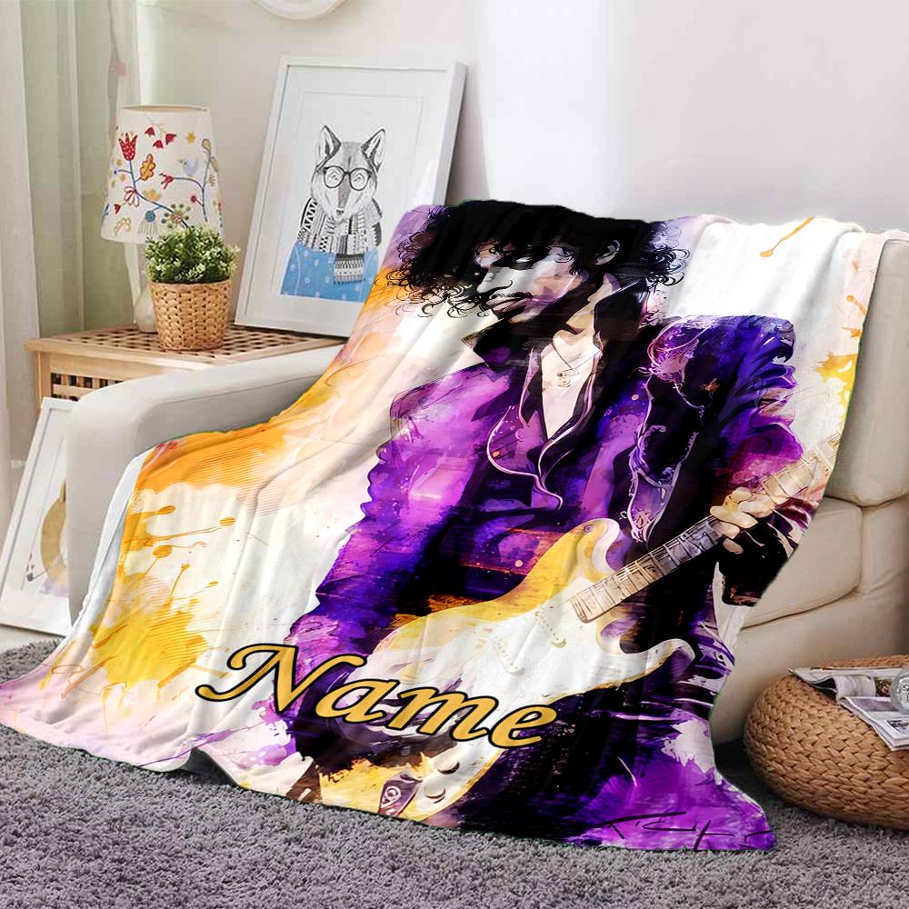 Custom Name Prince Theme Printed Blanket - Perfect for Couch, Bed, Travel & Outdoor Use | Machine Washable, Cozy & Durable.