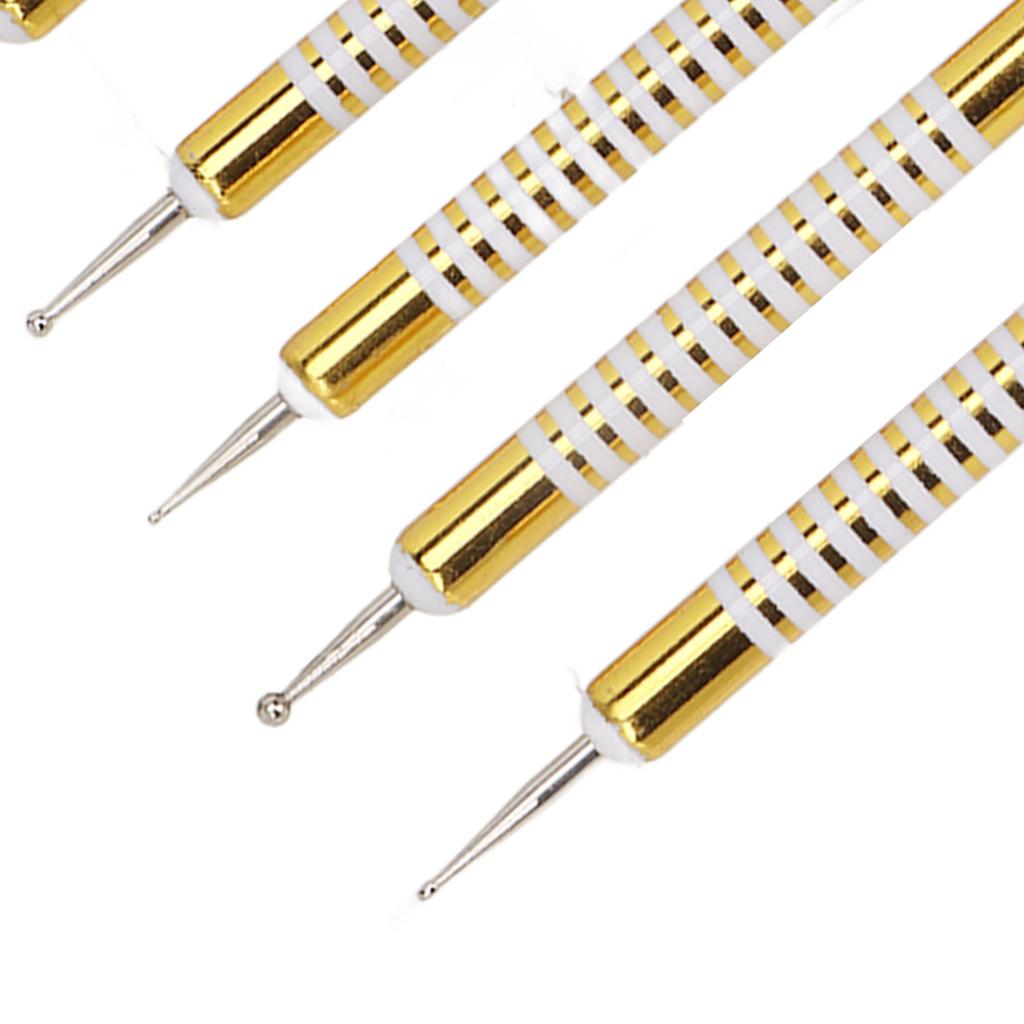 5Pcs Double Ended Nail Brushes Professional DIY Nail Art Liner Brush Dotting Pen with Dustproof Lid for Home Nail Salon