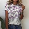 Sommer Blumenmuster 3D-Druck T-Shirts Damen Rundhals Kurzarm Lässiges T-Shirt Harajuku Tees Y2k Tops Damenbekleidung