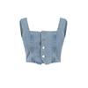Γυναικείο τζιν γιλέκο με κουμπιά λουράκια μονόχρωμο Ζαρτιέρες