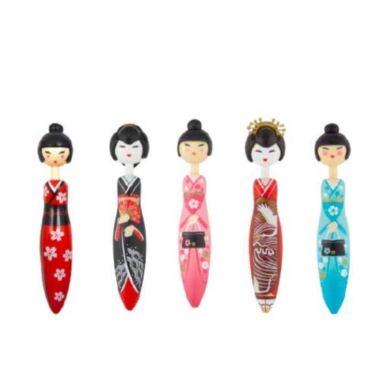 

Набор шариковых ручек Норен, 5 штук, для черных чернил, забавная милая японская сувенирная ручка для заграницы, (Япен / Женщины), Нажимной механизм, на масляной основе, /