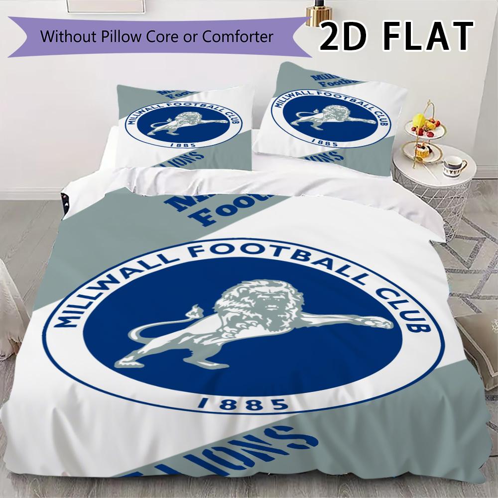 Millwall FC Set Copripiumino Trapuntato Coperta Trapuntata Federa Decorazione per la Casa Regalo di Compleanno (1 * copripiumino + 2 * federe senza imbottitura)