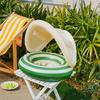 Inel gonflabil pentru bebeluși cu copertină, Inel plutitor gonflabil cu dungi pentru copii mici băieți fete, Inel pentru piscină cu protecție UV împotriva soarelui cu scaun de siguranță, Mânere