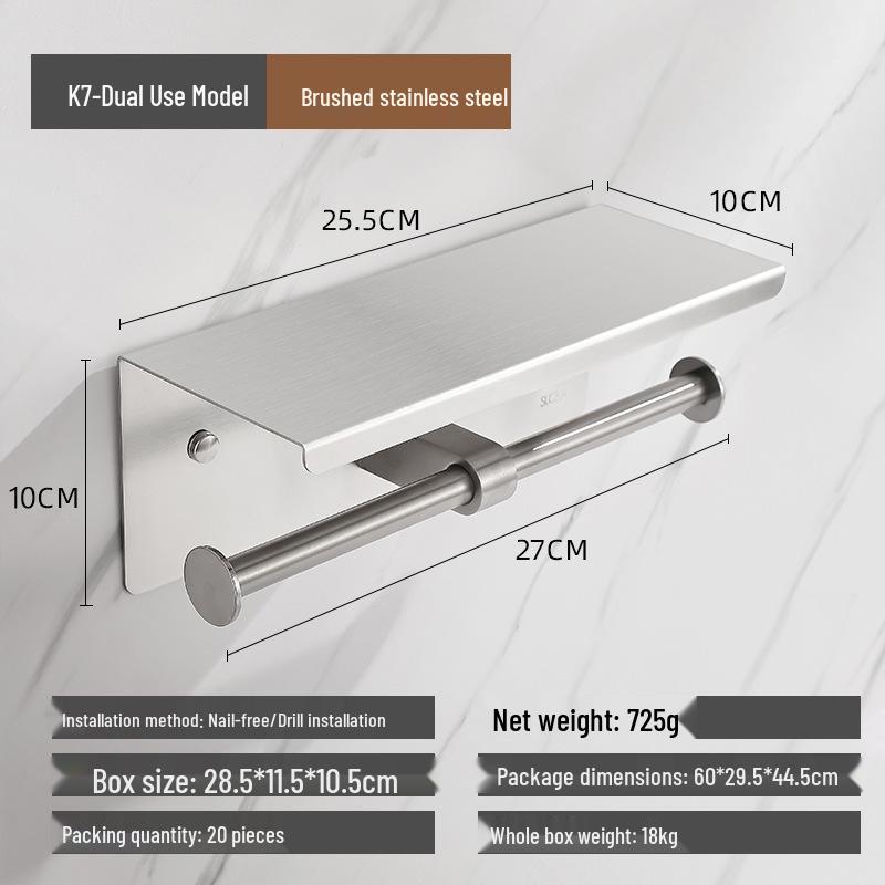 Wandmontierter Taschentuch- und Handyhalter aus Edelstahl