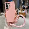 Silicone Candy Color Phone Case for Samsung Galaxy S26 S25 Ultra S24 FE S23 S22 S21 Plus A56 A36 A26 A17 A07 Wrist Strap Cover