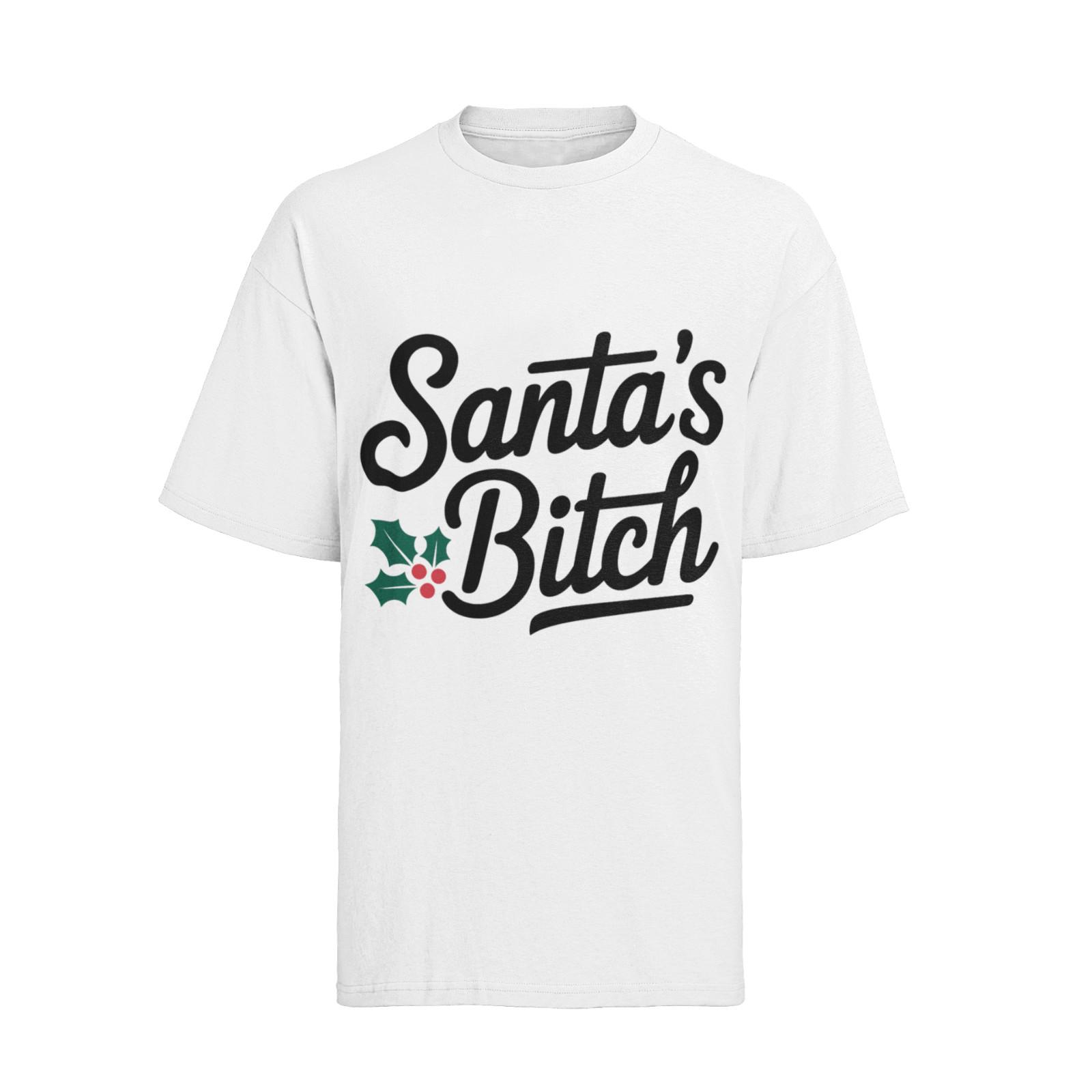 Funny XMAS Christmas FCK SANTA_S BITCH T-Shirt Mens Womens Tees Top Mens S