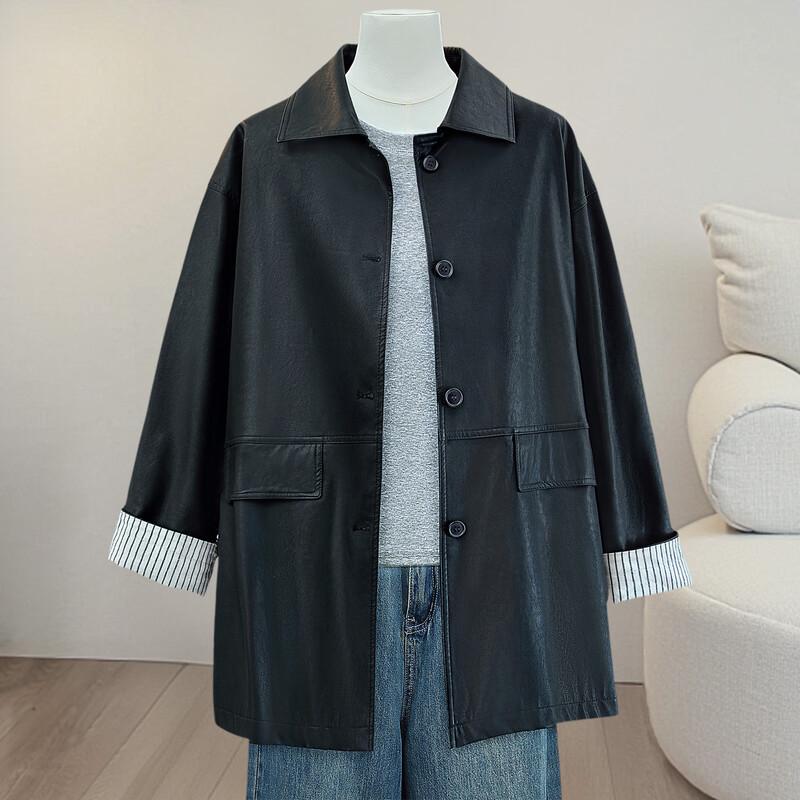 

Женское пальто колор-блок с лацканами свободного кроя M