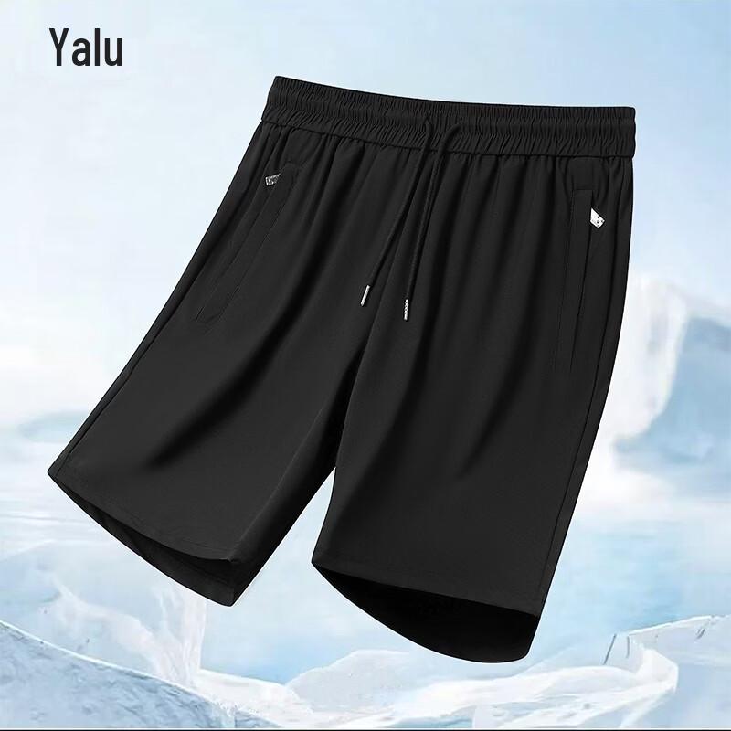 Yalu Men s Summer Ice Silk Quick-Dry Loose Straight Knee-Length Shorts 4XL