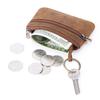 Women's Leather Coin Purse & Card Holder - Crazy Horse Leather Zippered Key Bag, Wear-Resistant Backpack Coin Storage