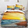 Ocean Beach Palme Bettbezug Set Meereswelle Polyester Steppdecke Bezug Tropische Blätter Hawaiianischer Urlaubsdruck Für Kind Erwachsener Teenager