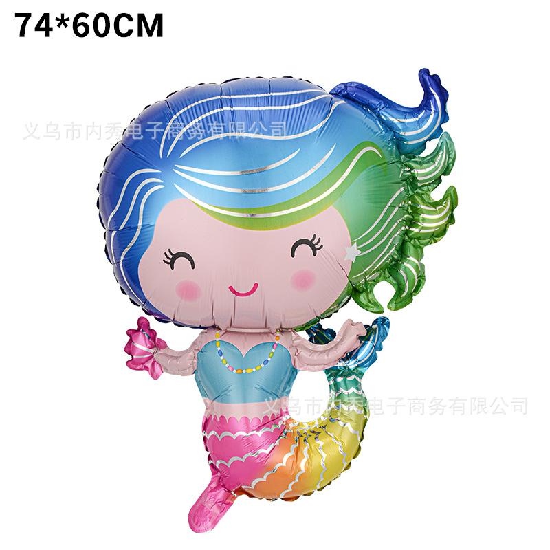 Special-Shaped Mermaid Balloon Birthday Party Decoration Balloon Fish Tail Shell Modeling Aluminum Film Ocean Fairy Tale