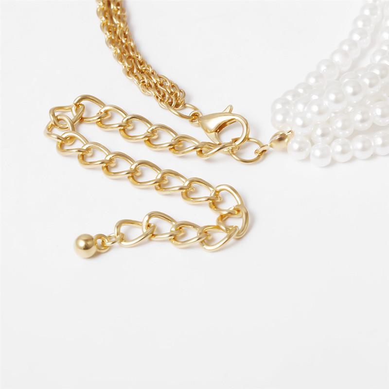 Punk Unique Chunky Thick Twisted Chain Feminine Charm Necklace Neo-Gothic Multilayer Imitation Pearl Pendant Necklace