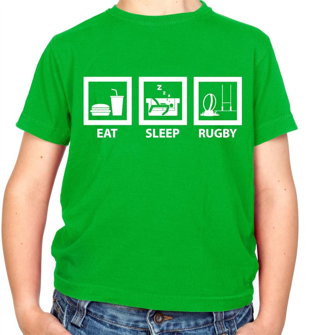 Eat Sleep Rugby - Kids T-Shirt - League Union Player Sports Fan Love 100