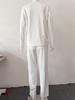 2024 Women's Solid Color Round Neck Long-Sleeved Suit with Pocket Pants