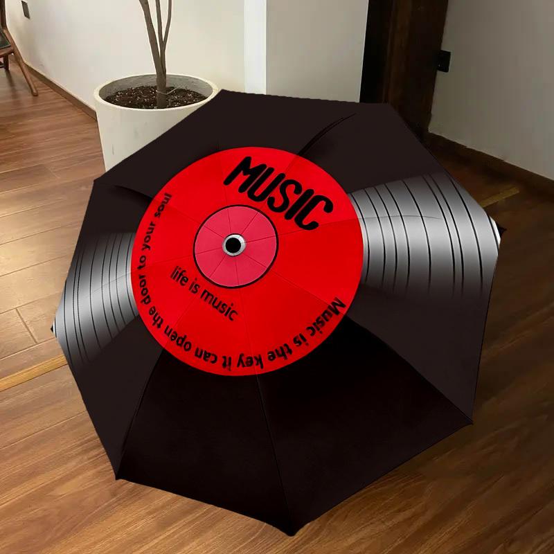 1 Stück Musik Leben Automatischer Öffnungs-/Schließschirm mit Windschutz, Stabiles Dach mit 8 Speichen, Langlebige Speichen, Modisches Design, 1260a