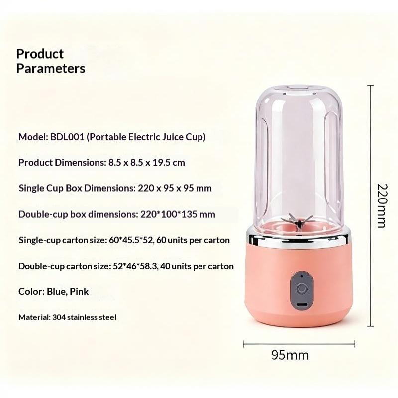Portable Bottle Electric 6 Blades Multifunction Juice Blender Fresh Juice Smoothie Blender Ice Crushcup Food Processor