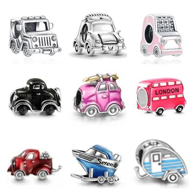 New Europe 925 Silver Bus Car Exquisite Charms Χάντρες φορτηγού Κρεμαστό Κρεμαστό Γυναικείο Κοσμήματα Δώρο Εφαρμογή Πρωτότυπο Fasion βραχιόλι
