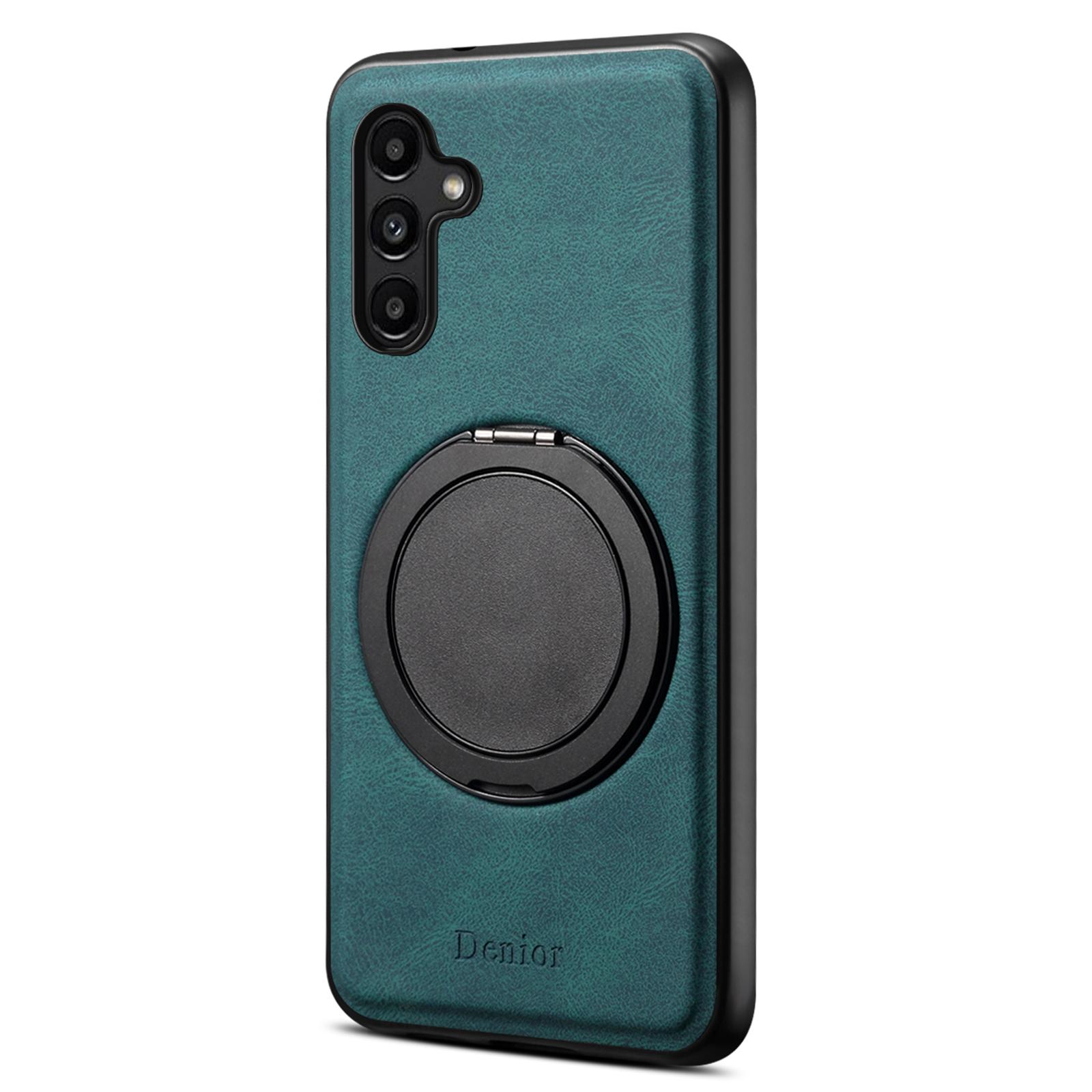 

DENIOR A14 For Samsung Galaxy A15 4G Magnetic Case Rotary Kickstand Leather PC TPU Phone Cover Blue