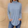 Kadınlar İçin Tişörtler Sonbahar Rahat Uzun Kollu Gömlekler Sweatshirt Vintage Baskılı Yüksek Yaka Üst Kazak