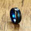 Accessories Tungsten Ring Black Ring Blue Matte Texture Super Hard [Rockyu] Men's