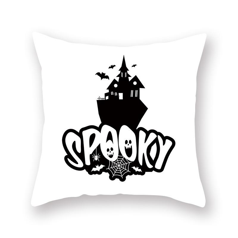 Halloween Pillow Cover Cartoon Skull New Short Velvet Cushion Cover Sofa Cushion