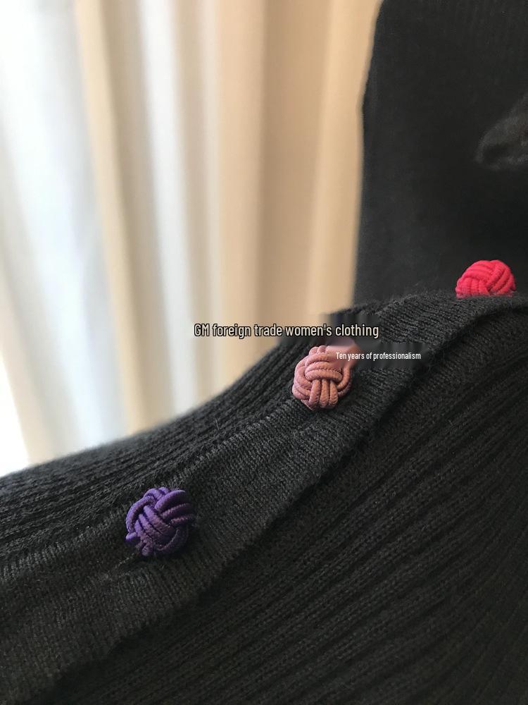 Chic Women's Cashmere Cardigan: Chinese Style, Round Neck, Colorful Button, Wool Knit Sweater